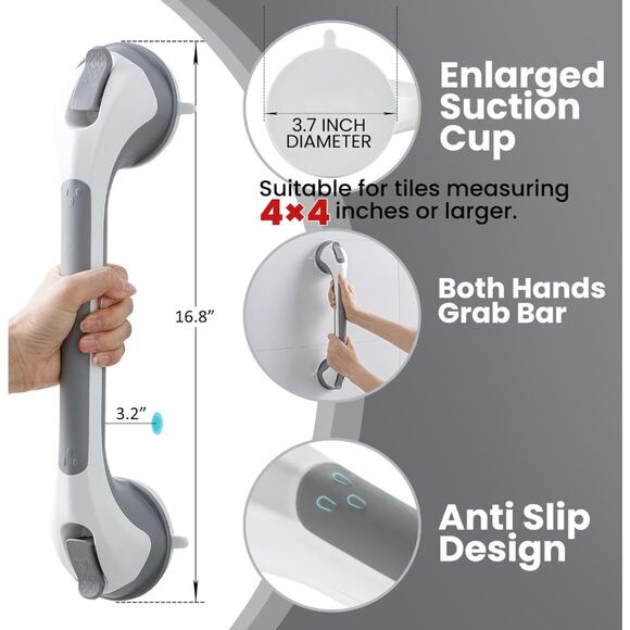 Taili Shower Grab Bar 16.8" w/ Suction Cup Connection NEW - Picture 7 of 8
